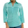 imageZac ampamp Rachel Womens 34 Cuff Sleeve Button Down Top with Ribbed Knit Inserts for a Comfortable FitAqua Sky