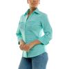 imageZac ampamp Rachel Womens 34 Cuff Sleeve Button Down Top with Ribbed Knit Inserts for a Comfortable FitAqua Sky