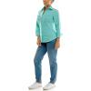 imageZac ampamp Rachel Womens 34 Cuff Sleeve Button Down Top with Ribbed Knit Inserts for a Comfortable FitAqua Sky