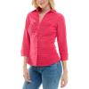 imageZac ampamp Rachel Womens 34 Cuff Sleeve Button Down Top with Ribbed Knit Inserts for a Comfortable FitAzalea