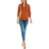 imageZac ampamp Rachel Womens 34 Cuff Sleeve Button Down Top with Ribbed Knit Inserts for a Comfortable FitBombay Brown
