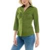 imageZac ampamp Rachel Womens 34 Cuff Sleeve Button Down Top with Ribbed Knit Inserts for a Comfortable FitCedar Green