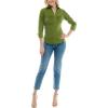 imageZac ampamp Rachel Womens 34 Cuff Sleeve Button Down Top with Ribbed Knit Inserts for a Comfortable FitCedar Green