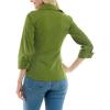 imageZac ampamp Rachel Womens 34 Cuff Sleeve Button Down Top with Ribbed Knit Inserts for a Comfortable FitCedar Green