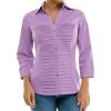 imageZac ampamp Rachel Womens 34 Cuff Sleeve Button Down Top with Ribbed Knit Inserts for a Comfortable FitDiffused Orchid