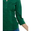 imageZac ampamp Rachel Womens 34 Cuff Sleeve Button Down Top with Ribbed Knit Inserts for a Comfortable FitEvergreen