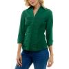 imageZac ampamp Rachel Womens 34 Cuff Sleeve Button Down Top with Ribbed Knit Inserts for a Comfortable FitEvergreen