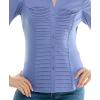 imageZac ampamp Rachel Womens 34 Cuff Sleeve Button Down Top with Ribbed Knit Inserts for a Comfortable FitFaded Ticking
