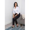 imageZac ampamp Rachel Womens 34 Cuff Sleeve Button Down Top with Ribbed Knit Inserts for a Comfortable FitFaded Ticking