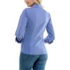 imageZac ampamp Rachel Womens 34 Cuff Sleeve Button Down Top with Ribbed Knit Inserts for a Comfortable FitFaded Ticking