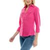 imageZac ampamp Rachel Womens 34 Cuff Sleeve Button Down Top with Ribbed Knit Inserts for a Comfortable FitFuchsia Bloom