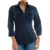 imageZac ampamp Rachel Womens 34 Cuff Sleeve Button Down Top with Ribbed Knit Inserts for a Comfortable FitNavy Blazer