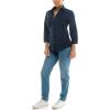 imageZac ampamp Rachel Womens 34 Cuff Sleeve Button Down Top with Ribbed Knit Inserts for a Comfortable FitNavy Blazer