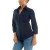 imageZac ampamp Rachel Womens 34 Cuff Sleeve Button Down Top with Ribbed Knit Inserts for a Comfortable FitNavy Blazer