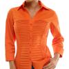 imageZac ampamp Rachel Womens 34 Cuff Sleeve Button Down Top with Ribbed Knit Inserts for a Comfortable FitOrangeade