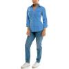 imageZac ampamp Rachel Womens 34 Cuff Sleeve Button Down Top with Ribbed Knit Inserts for a Comfortable FitRiviera