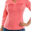 imageZac ampamp Rachel Womens 34 Cuff Sleeve Button Down Top with Ribbed Knit Inserts for a Comfortable FitSugar Coral