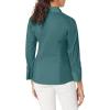 imageZac ampamp Rachel Womens 34 Cuff Sleeve Button Down Top with Ribbed Knit Inserts for a Comfortable FitTeal