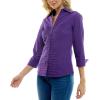 imageZac ampamp Rachel Womens 34 Cuff Sleeve Button Down Top with Ribbed Knit Inserts for a Comfortable FitTillandsia Purple