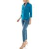 imageZac ampamp Rachel Womens 34 Cuff Sleeve Button Down Top with Ribbed Knit Inserts for a Comfortable FitTurkish Tile