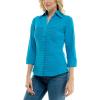 imageZac ampamp Rachel Womens 34 Cuff Sleeve Button Down Top with Ribbed Knit Inserts for a Comfortable FitVivid Bloom