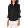 imageZac ampamp Rachel Womens 34 Cuff Sleeve Button Down Top with Ribbed Knit Inserts for a Comfortable FitBlack