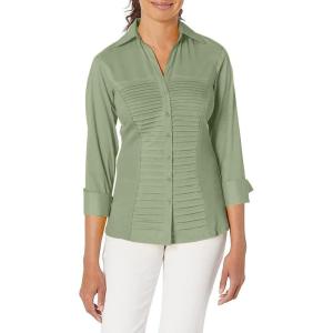 imageZac ampamp Rachel Womens 34 Cuff Sleeve Button Down Top with Ribbed Knit Inserts for a Comfortable FitLily Pad