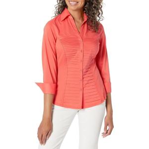 imageZac ampamp Rachel Womens 34 Cuff Sleeve Button Down Top with Ribbed Knit Inserts for a Comfortable FitPorcelain Rose