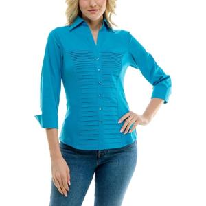 imageZac ampamp Rachel Womens 34 Cuff Sleeve Button Down Top with Ribbed Knit Inserts for a Comfortable FitVivid Bloom