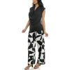 imageZac ampamp Rachel Womens Wide Leg Pull on Dty Knit Pant with Elastic Waist and Self Adjustable Tie BeltBlack BeautyWhite