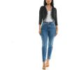 imageZac ampamp Rachel Womens 34 Sleeve Open Faced Shrug with Tiered Scallop DetailsBlackBright White