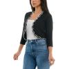 imageZac ampamp Rachel Womens 34 Sleeve Open Faced Shrug with Tiered Scallop DetailsBlackBright White