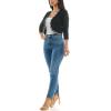 imageZac ampamp Rachel Womens 34 Sleeve Open Faced Shrug with Tiered Scallop DetailsBlackBright White
