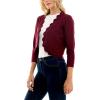 imageZac ampamp Rachel Womens 34 Sleeve Open Faced Shrug with Tiered Scallop DetailsBordeaux