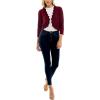 imageZac ampamp Rachel Womens 34 Sleeve Open Faced Shrug with Tiered Scallop DetailsBordeaux