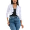 imageZac ampamp Rachel Womens 34 Sleeve Open Faced Shrug with Tiered Scallop DetailsBright WhiteBlack
