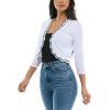 imageZac ampamp Rachel Womens 34 Sleeve Open Faced Shrug with Tiered Scallop DetailsBright WhiteBlack