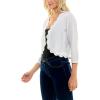 imageZac ampamp Rachel Womens 34 Sleeve Open Faced Shrug with Tiered Scallop DetailsBright Whte