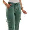 imageZac ampamp Rachel Womens Brushed Dty Cargo Jogger with Functional Pockets and Tie WaistbandDusty Seafoam