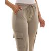 imageZac ampamp Rachel Womens Brushed Dty Cargo Jogger with Functional Pockets and Tie WaistbandMushroom