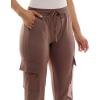 imageZac ampamp Rachel Womens Brushed Dty Cargo Jogger with Functional Pockets and Tie WaistbandPeppercorn