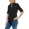 imageZac ampamp Rachel Womens Button Up Shirt with Two Front Pocket Design and Rolled 34 SleeveBlack
