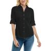 imageZac ampamp Rachel Womens Button Up Shirt with Two Front Pocket Design and Rolled 34 SleeveBlack