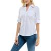 imageZac ampamp Rachel Womens Button Up Shirt with Two Front Pocket Design and Rolled 34 SleeveWhite