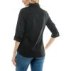imageZac ampamp Rachel Womens Pull on Shirt with Flexible Zipper Neckline and 34 Button Rolled Up SleeveBlack