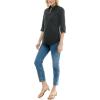 imageZac ampamp Rachel Womens Pull on Shirt with Flexible Zipper Neckline and 34 Button Rolled Up SleeveBlack