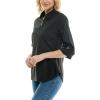 imageZac ampamp Rachel Womens Pull on Shirt with Flexible Zipper Neckline and 34 Button Rolled Up SleeveBlack