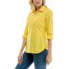 imageZac ampamp Rachel Womens Pull on Shirt with Flexible Zipper Neckline and 34 Button Rolled Up SleeveHabanero Gold
