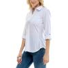 imageZac ampamp Rachel Womens Pull on Shirt with Flexible Zipper Neckline and 34 Button Rolled Up SleeveWhite