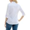 imageZac ampamp Rachel Womens Pull on Shirt with Flexible Zipper Neckline and 34 Button Rolled Up SleeveWhite